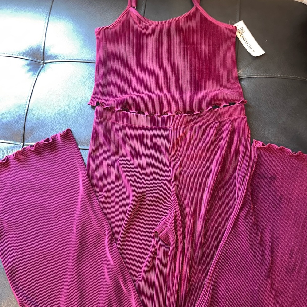 Women's Burgundy Ribbed 2 piece